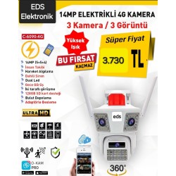 14MP 3 Kameralı Yüksek Işıklı Elektrikli 4G Güvenlik Kamerası