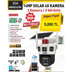 EDS 14MP Solar 4G Güvenlik Kamerası – 10X Zoom & Çift Kamera Teknolojisi