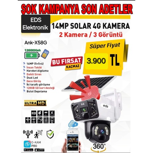 14MP 4G Destekli Güvenlik Kamerası Dahili Hoparlörlü