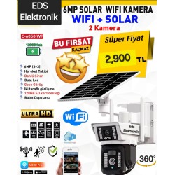 EDS 6MP Solar WiFi Kamera - Çift Kamera, Güneş Enerjili