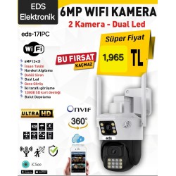 EDS 6MP WiFi Güvenlik Kamerası - Çift Lensli, PTZ Özellikli