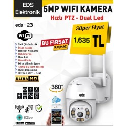 EDS 5MP Akıllı PTZ WiFi Güvenlik Kamerası - Dual Led